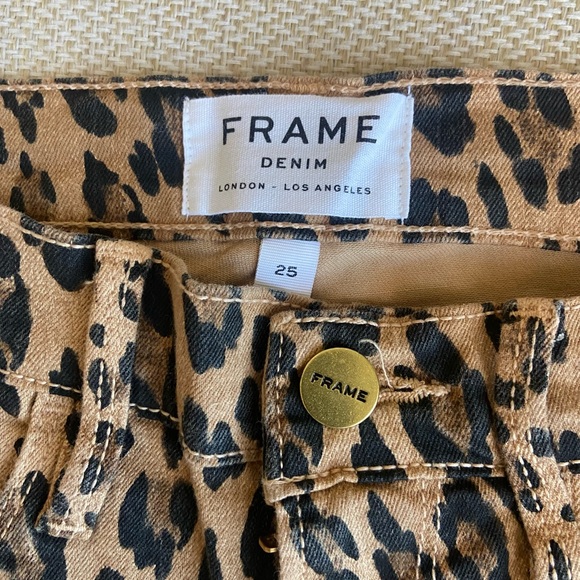 FRAME Denim Ali High-Rise Leopard Print Cigarette Jeans Size 25 - Picture 5 of 6
